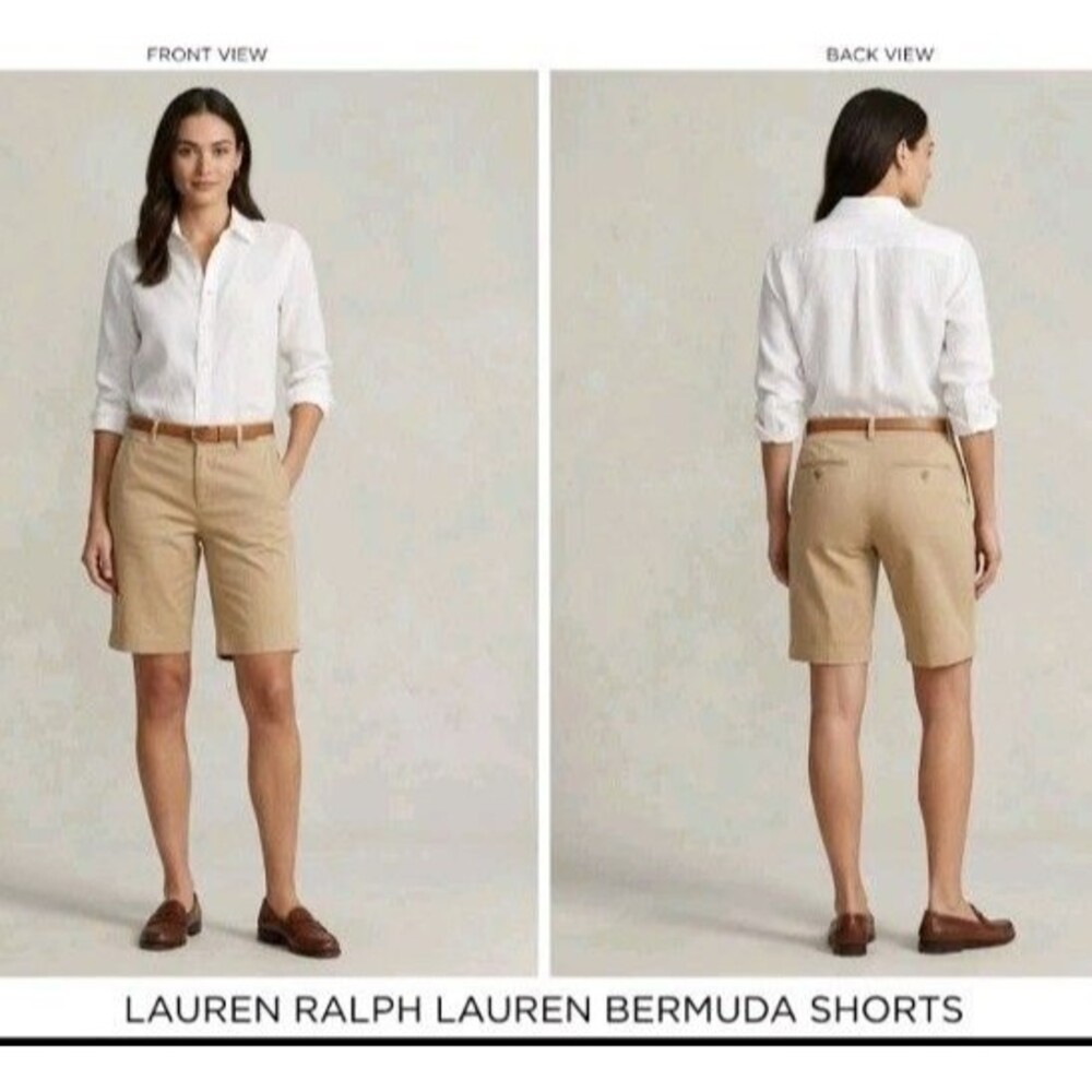 Lauren Ralph Lauren Women's Shorts Size 8 Tan Pockets Bermuda Black Label